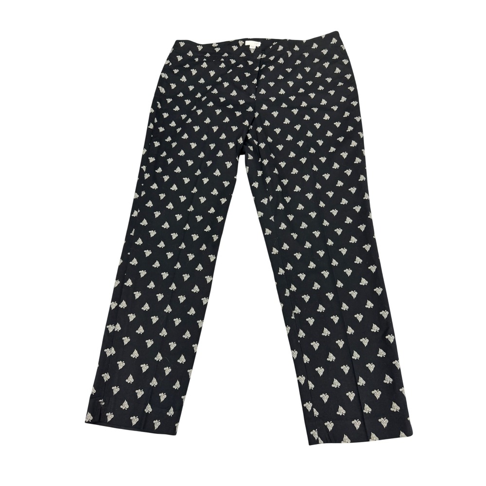 J. Jill Womens Black White Paisley Spade Print Ankle Pants Size 14 Slim Leg